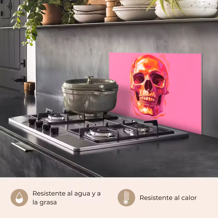 Salpicaderos de cocina - Rosa vivo - Dientes - Cráneo — 2