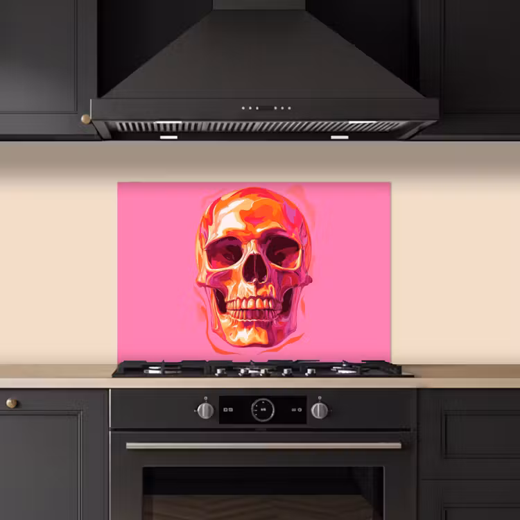 Salpicaderos de cocina - Rosa vivo - Dientes - Cráneo — 5