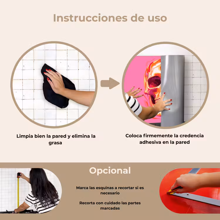 Salpicaderos de cocina - Rosa vivo - Dientes - Cráneo — 6