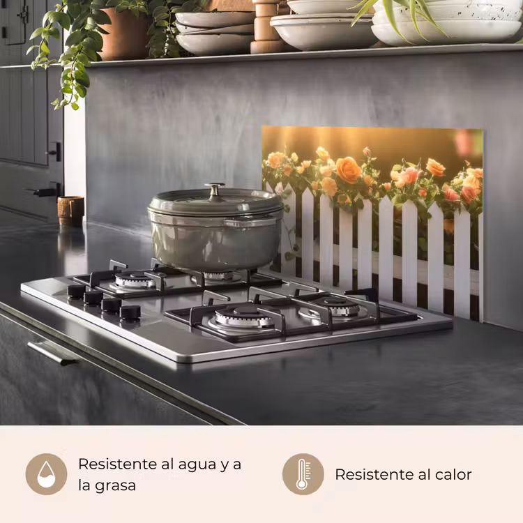 Salpicaderos de cocina - Rosas - Valla - Luz solar — 2