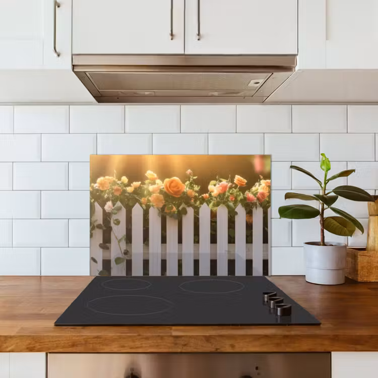 Salpicaderos de cocina - Rosas - Valla - Luz solar — 3