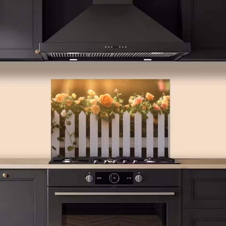 Salpicaderos de cocina - Rosas - Valla - Luz solar — 5