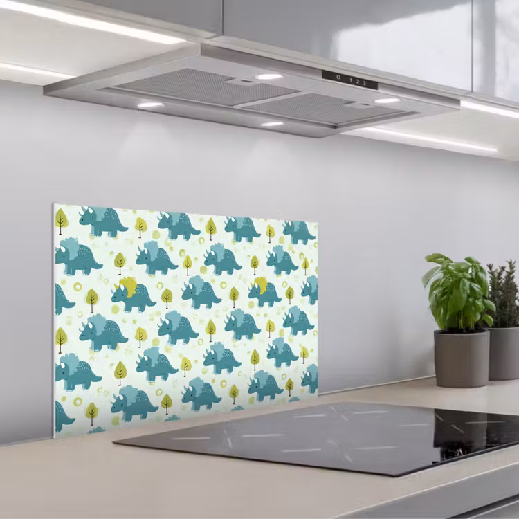 Salpicaderos de cocina - Triceratop - Azul - Puntos - Árboles — 1