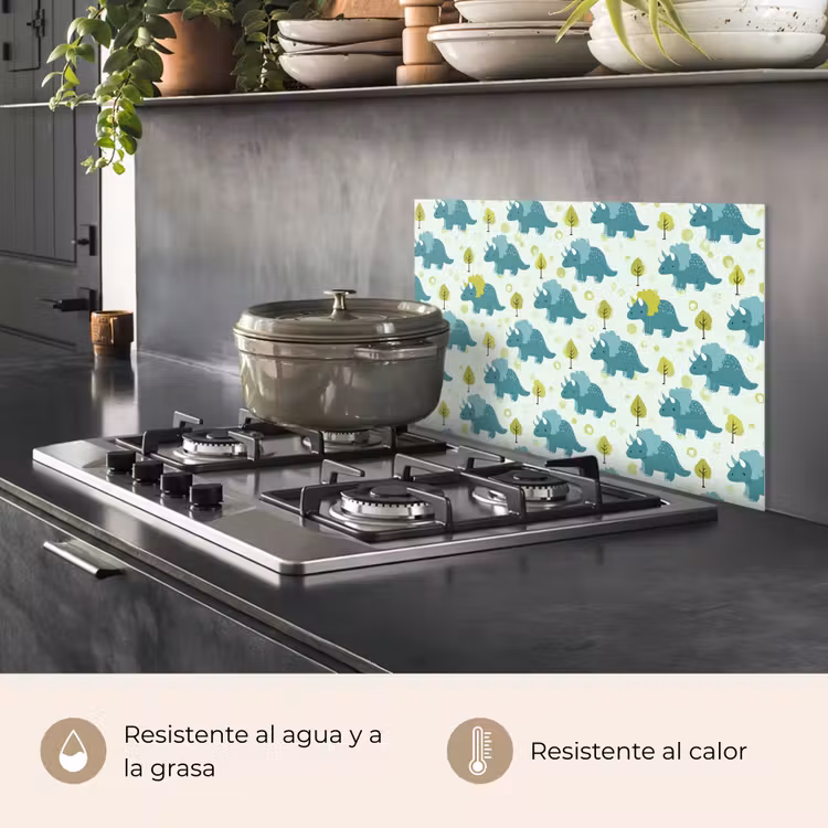 Salpicaderos de cocina - Triceratop - Azul - Puntos - Árboles — 2
