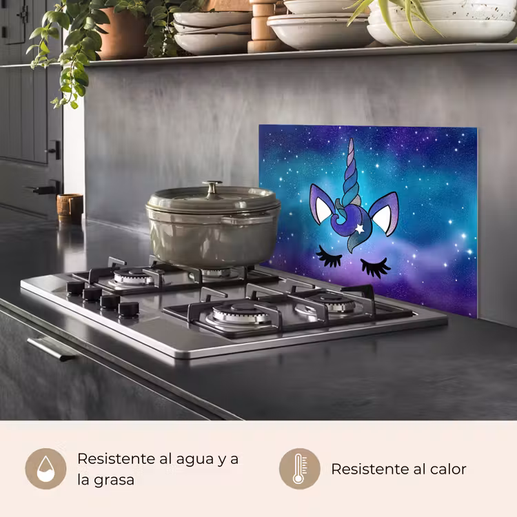 Salpicaderos de cocina - Unicornio - Cielo estrellado - Azul — 2