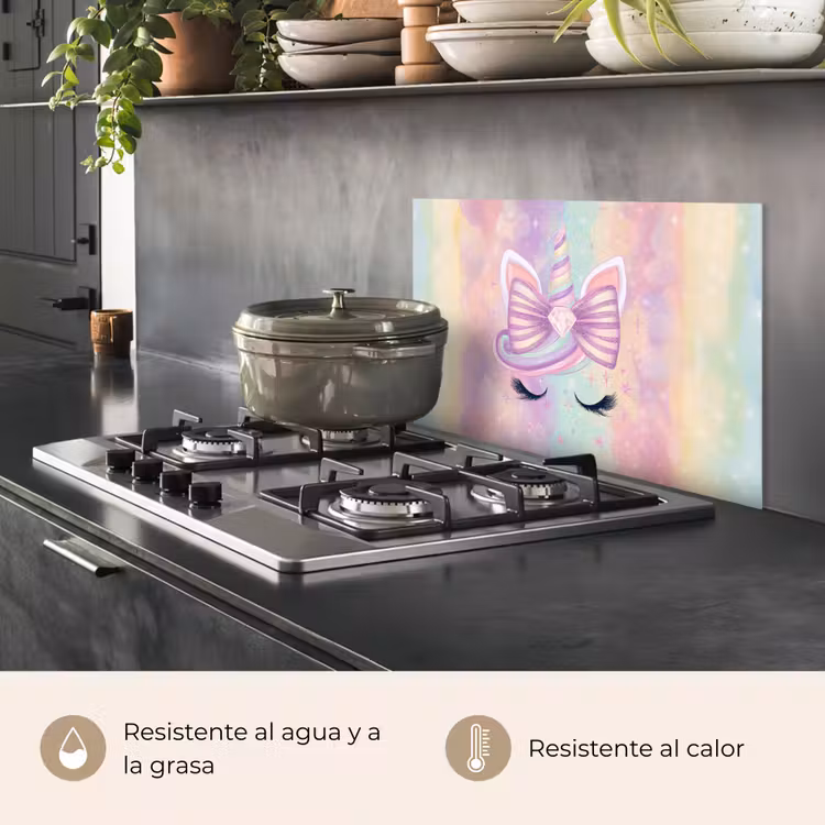 Salpicaderos de cocina - Unicornio - Purpurina - Arco iris - Pastel — 2
