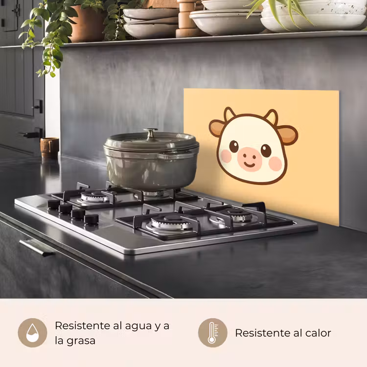 Salpicaderos de cocina - Vaca - Naranja - Dibujos animados — 2