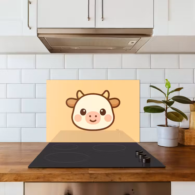Salpicaderos de cocina - Vaca - Naranja - Dibujos animados — 3
