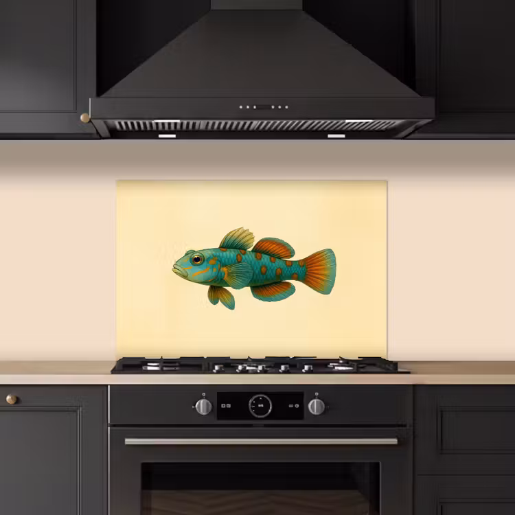 Salpicaderos de cocina - Pez - Azul - Lunares - Escamas — 5
