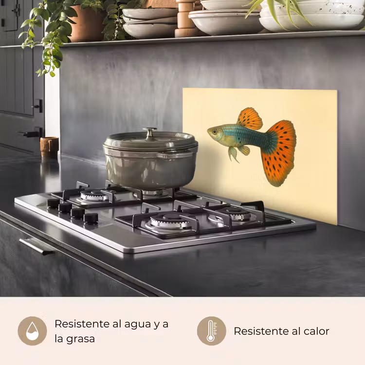 Salpicaderos de cocina - Pez - ilustración - Lunares - Naranja — 2