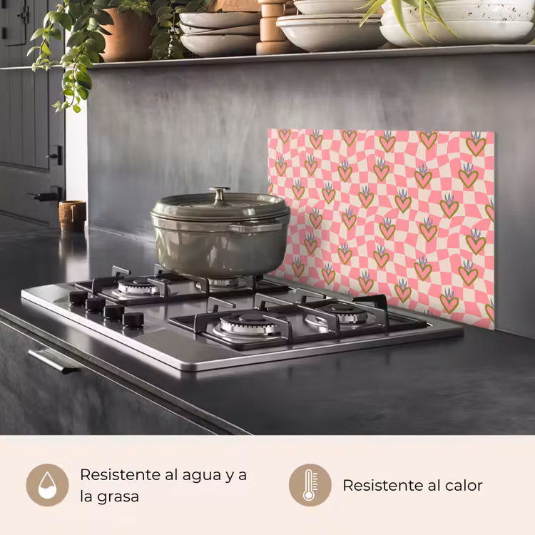 Salpicaderos de cocina - Rosa - Retro - Estampado - Bloqueado — 2