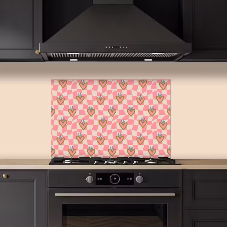 Salpicaderos de cocina - Rosa - Retro - Estampado - Bloqueado — 5