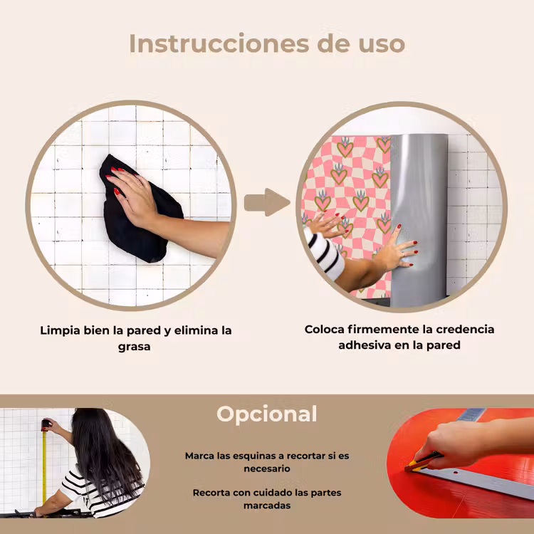 Salpicaderos de cocina - Rosa - Retro - Estampado - Bloqueado — 6