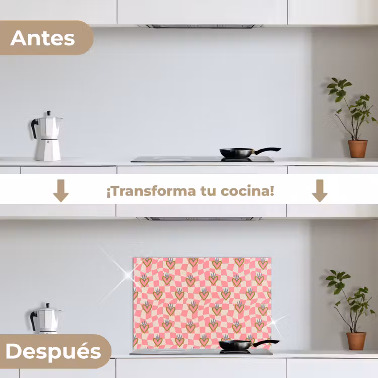 Salpicaderos de cocina - Rosa - Retro - Estampado - Bloqueado — 7