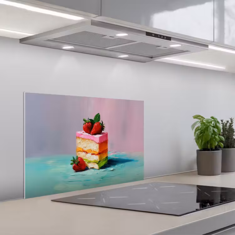 Salpicaderos de cocina - Tarta - Fresas - Glaseado - Colorido — 1
