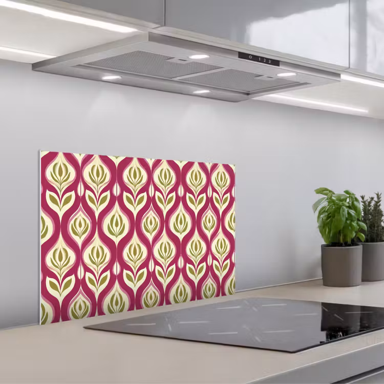 Salpicaderos de cocina - Retro - Floral - Morado — 1