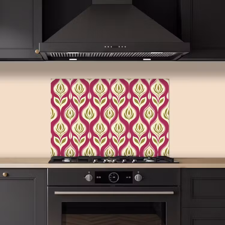 Salpicaderos de cocina - Retro - Floral - Morado — 5