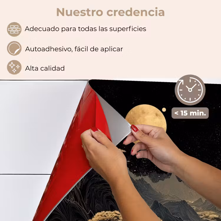 Salpicaderos de cocina - Río dorado - Montañas - Luna - Cielo estrellado — 4