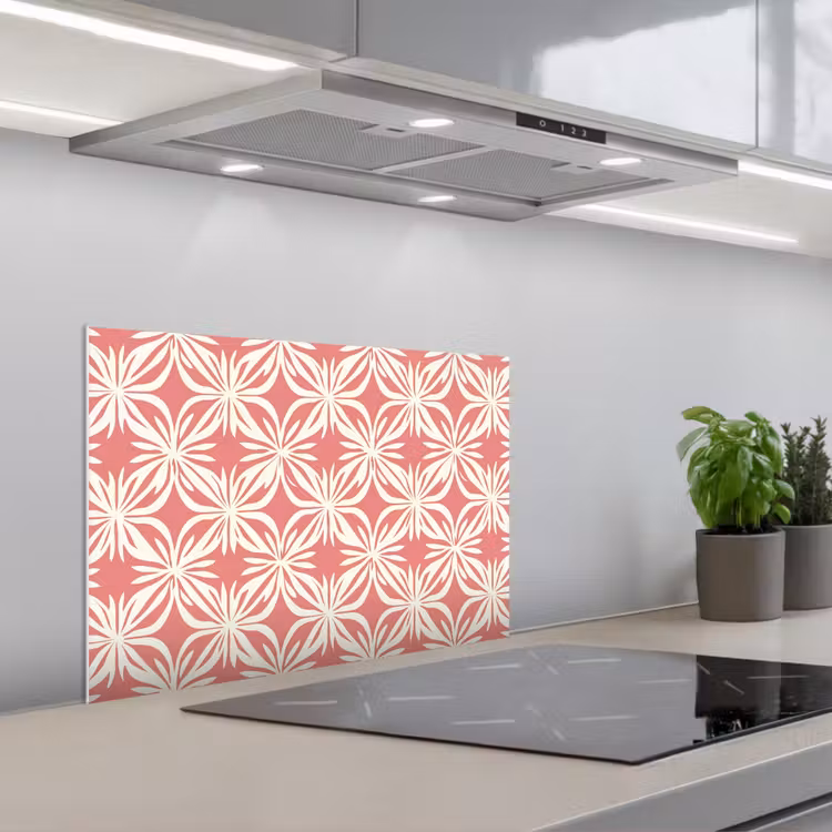 Salpicaderos de cocina - Rosa - Motivo floral - Blanco - Moderno — 1