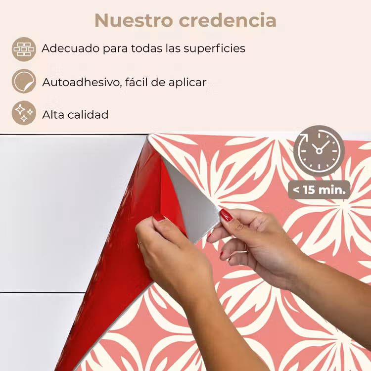 Salpicaderos de cocina - Rosa - Motivo floral - Blanco - Moderno — 4