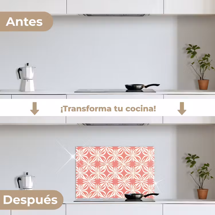 Salpicaderos de cocina - Rosa - Motivo floral - Blanco - Moderno — 7