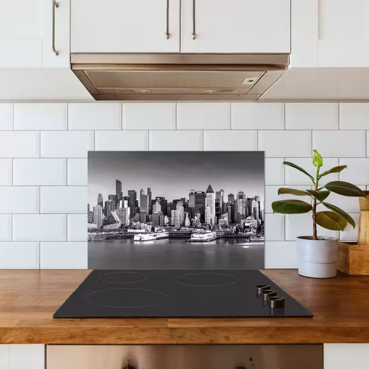 Salpicaderos de cocina - Skyline - Ciudad - Rascacielos - Negro - Blanco — 3