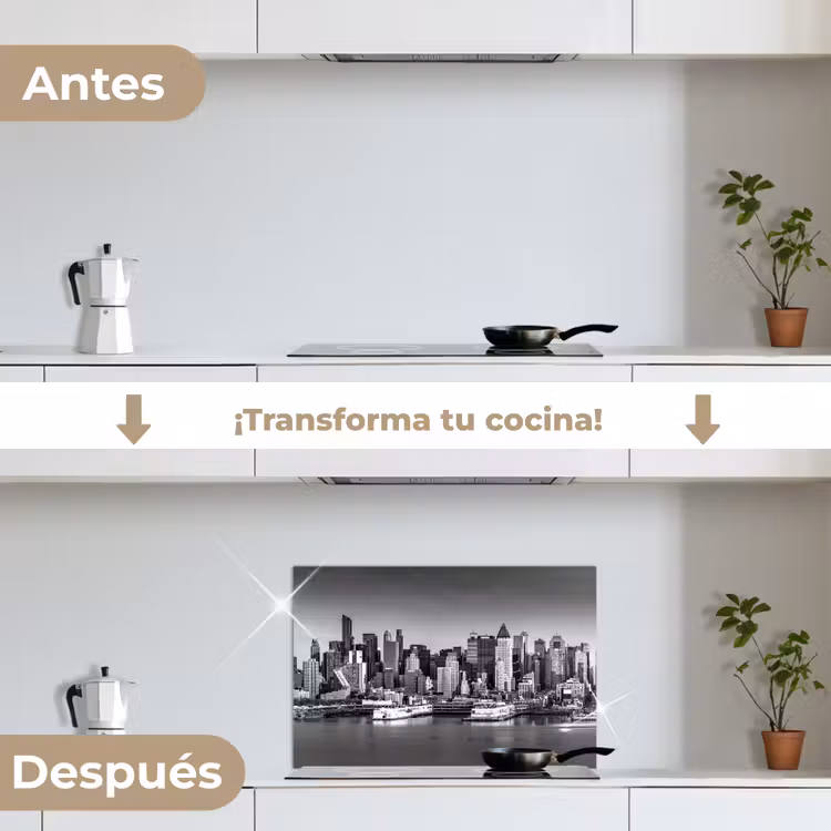 Salpicaderos de cocina - Skyline - Ciudad - Rascacielos - Negro - Blanco — 7