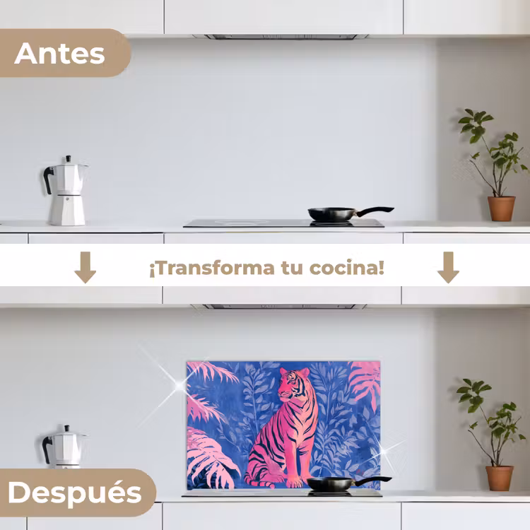 Salpicaderos de cocina - Tigre - Rosa - Hoja - Selva — 7