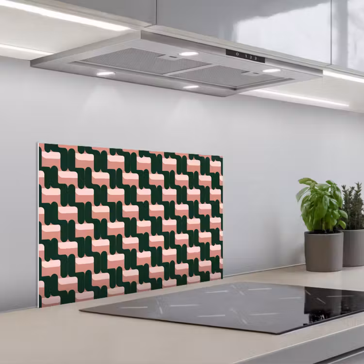 Salpicaderos de cocina - Trenzado - Verde - Rosa - Geométrico — 1