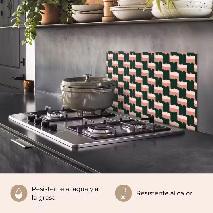 Salpicaderos de cocina - Trenzado - Verde - Rosa - Geométrico — 2