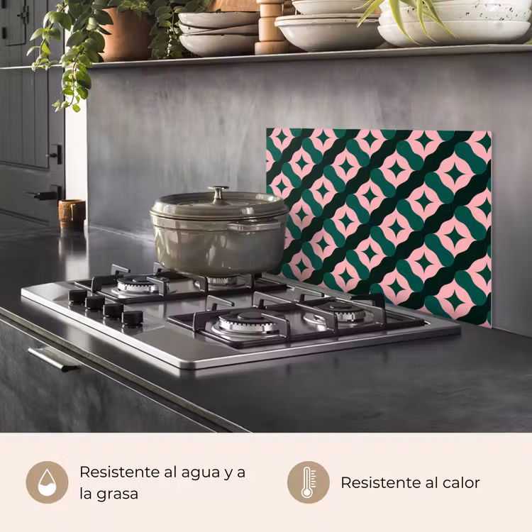 Salpicaderos de cocina - Verde - Rosa - Retro - Estrellas — 2