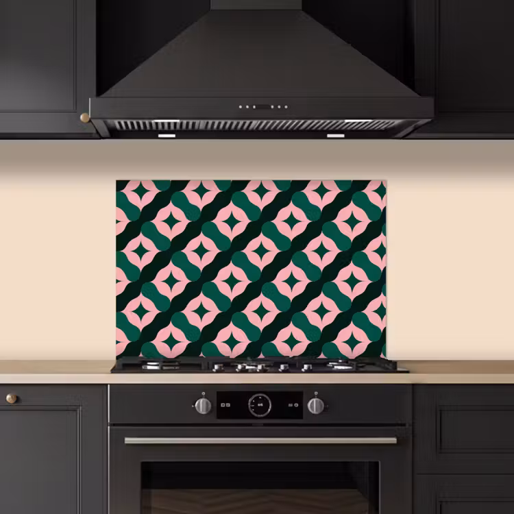 Salpicaderos de cocina - Verde - Rosa - Retro - Estrellas — 5