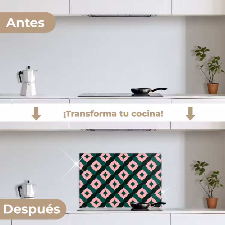 Salpicaderos de cocina - Verde - Rosa - Retro - Estrellas — 7