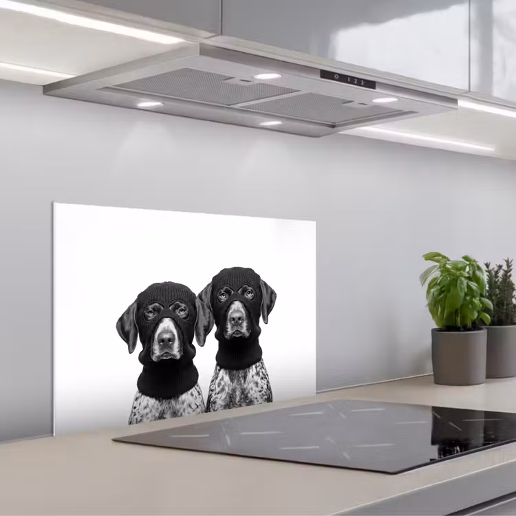Salpicaderos de cocina - Perros - pasamontañas - Negro - blanco — 1