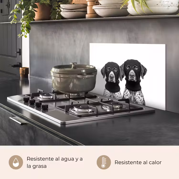 Salpicaderos de cocina - Perros - pasamontañas - Negro - blanco — 2