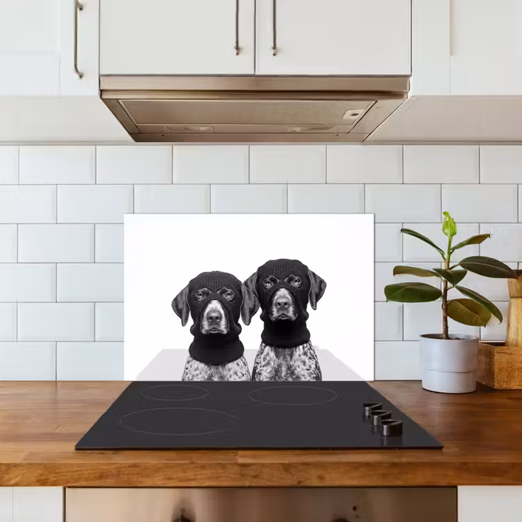 Salpicaderos de cocina - Perros - pasamontañas - Negro - blanco — 3