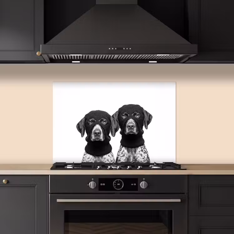 Salpicaderos de cocina - Perros - pasamontañas - Negro - blanco — 5