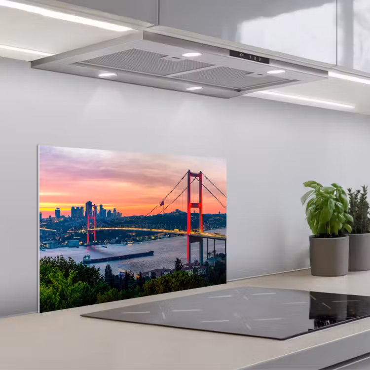 Salpicaderos de cocina - Puente - Rojo - Horizonte - Agua — 1