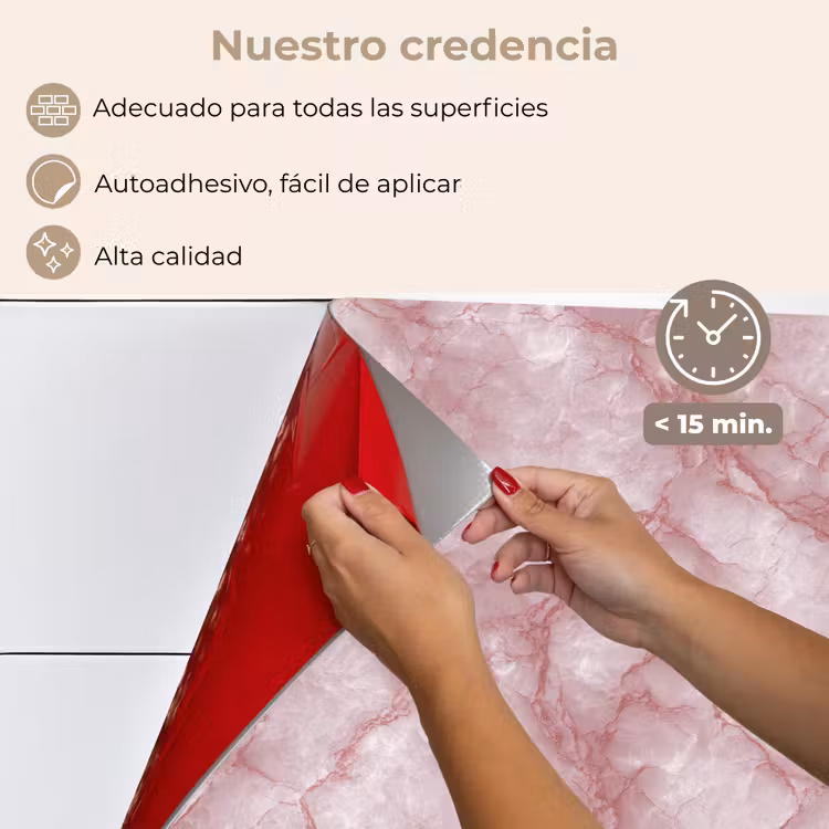 Salpicaderos de cocina - Rosa - Mármol de cuarzo - Vetas — 4