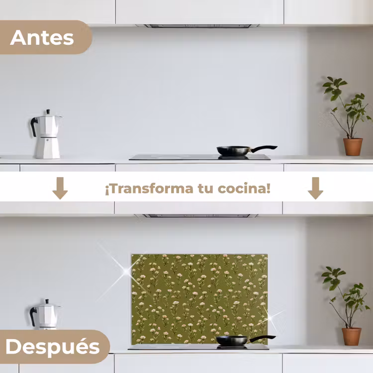 Salpicaderos de cocina - Rústico - Flores - Verde — 7