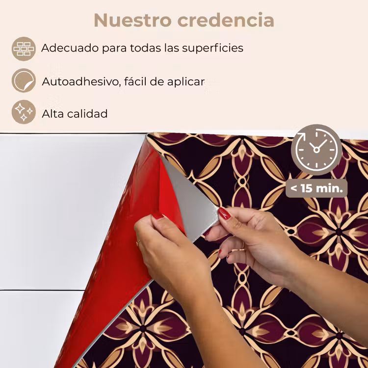 Salpicaderos de cocina - Simétrico - Teja - Borgoña — 4