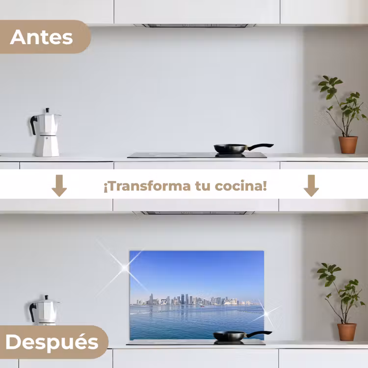 Salpicaderos de cocina - Skyline - Azul - Mar - Edificios - Ciudad — 7