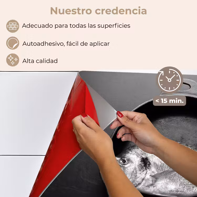 Salpicaderos de cocina - Sartén - Pescado - Negro - Blanco — 4