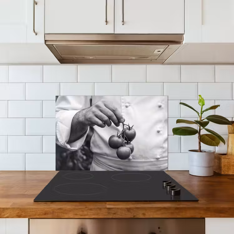Salpicaderos de cocina - Tomates - Chef - Negro - Blanco — 3