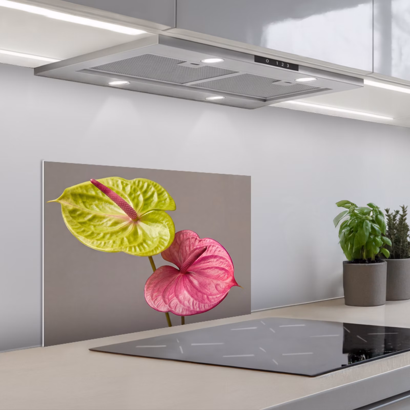 Salpicaderos de cocina - Plantas - Anthurium - Verde - Rosa — 1