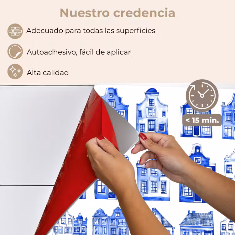 Salpicaderos de cocina - Patrón - Casas - Azul — 4