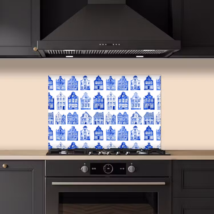 Salpicaderos de cocina - Patrón - Casas - Azul — 5