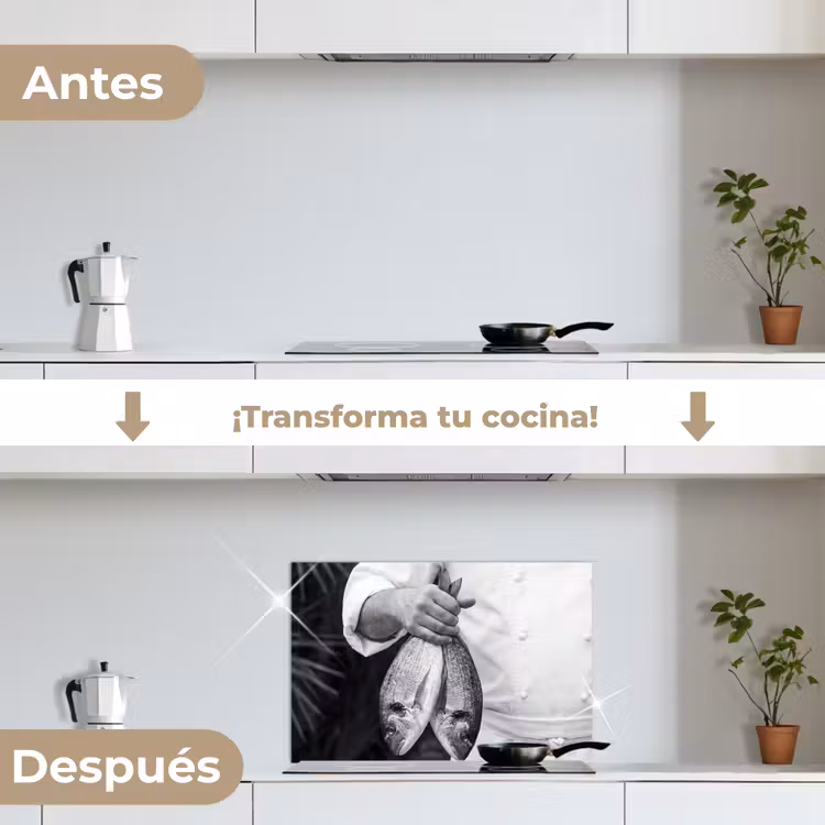 Salpicaderos de cocina - Pesca - Chef - Negro - Blanco — 7
