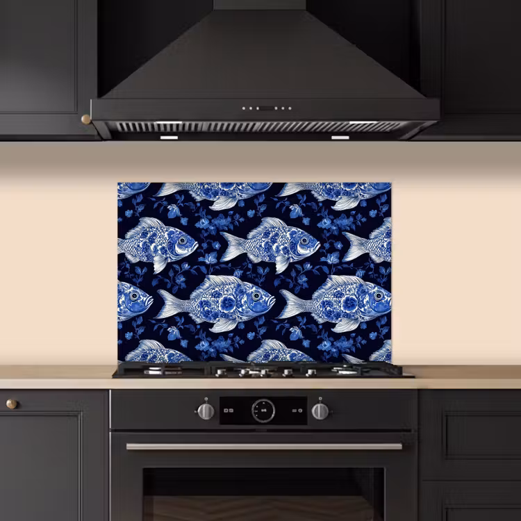 Salpicaderos de cocina - Piscis - Flores - Azul — 5