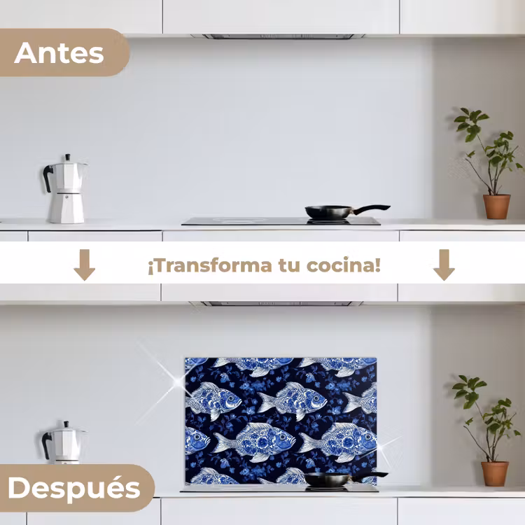 Salpicaderos de cocina - Piscis - Flores - Azul — 7